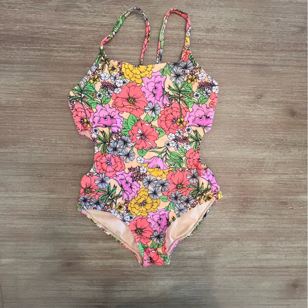Cat & Jack Floral One-Piece Swimsuit in Pink, Yellow & Green